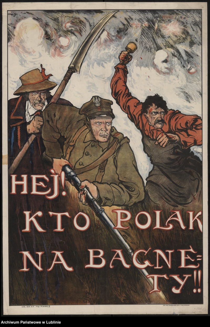 Plakat polski z czasów wojny z bolszewikami. Fot. Narodowe Archiwum Cyfrowe