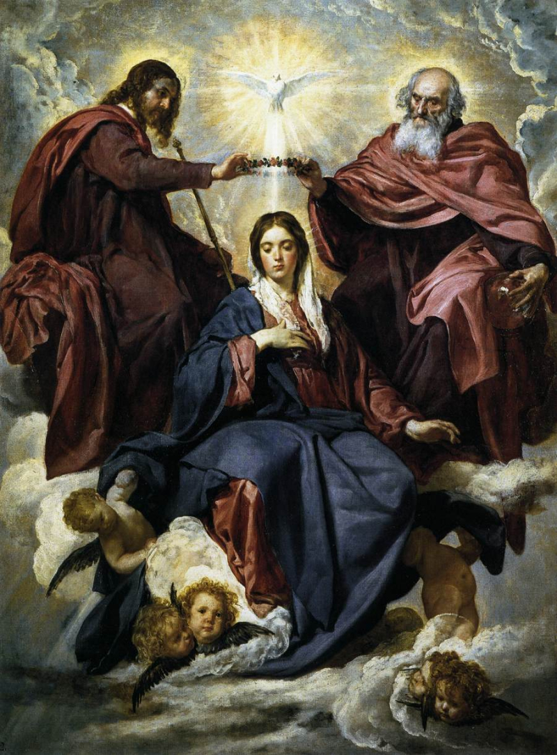 Diego Velázquez, "Koronacja Maryi" (1645), Muzeum Prado. Źródło; Diego Velázquez, Public domain, via Wikimedia Commons