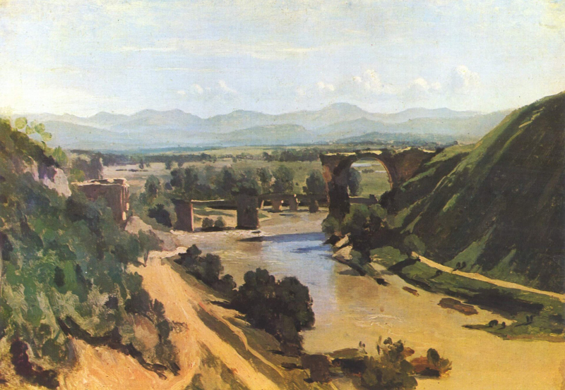 Most w Narni (Umbria) na obrazie Jeana-Baptiste’a-Camille’a Corota z 1826 roku. Źródło: Public domain, via Wikimedia Commons