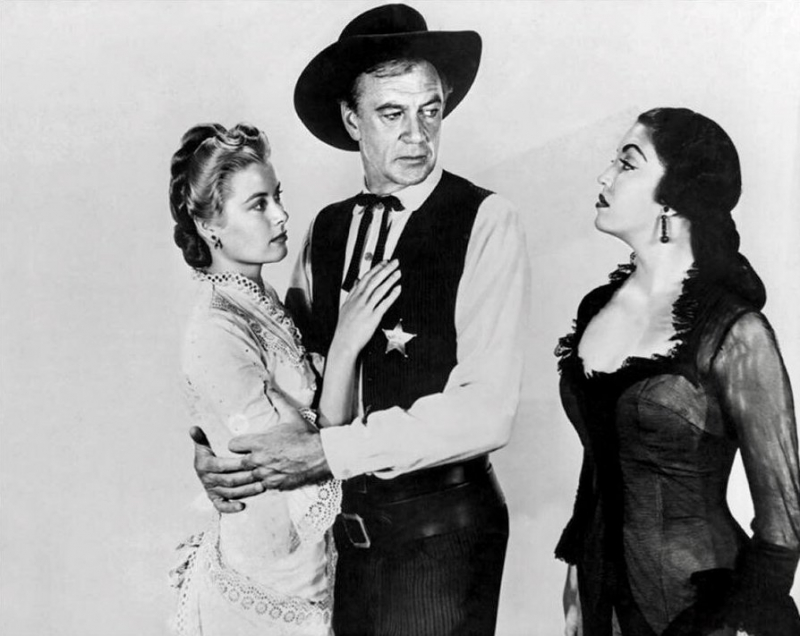 Od lewej: Grace Kelly, Gary Cooper i Katy Jurado w filmie "High Noon" ("W samo południe"), 1952. Fot. Studio publicity still, Public domain, via Wikimedia Commons