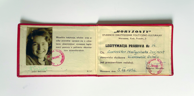 Legitymacja prasowa Małgorzaty Szejnert z 1956 r.