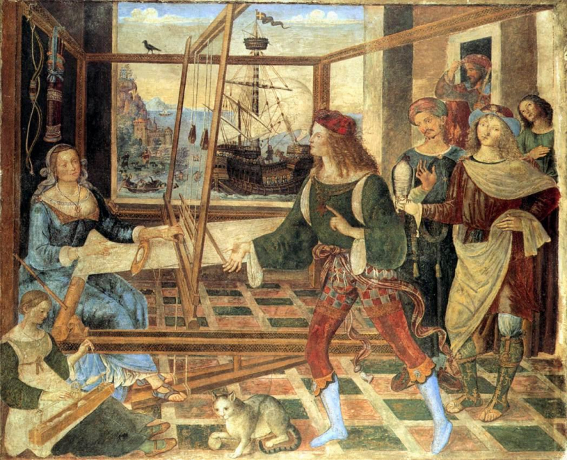 "Powrót Odyseusza", obraz Pinturicchia, 1508-1509. Źródło: Pinturicchio, Public domain, via Wikimedia Commons