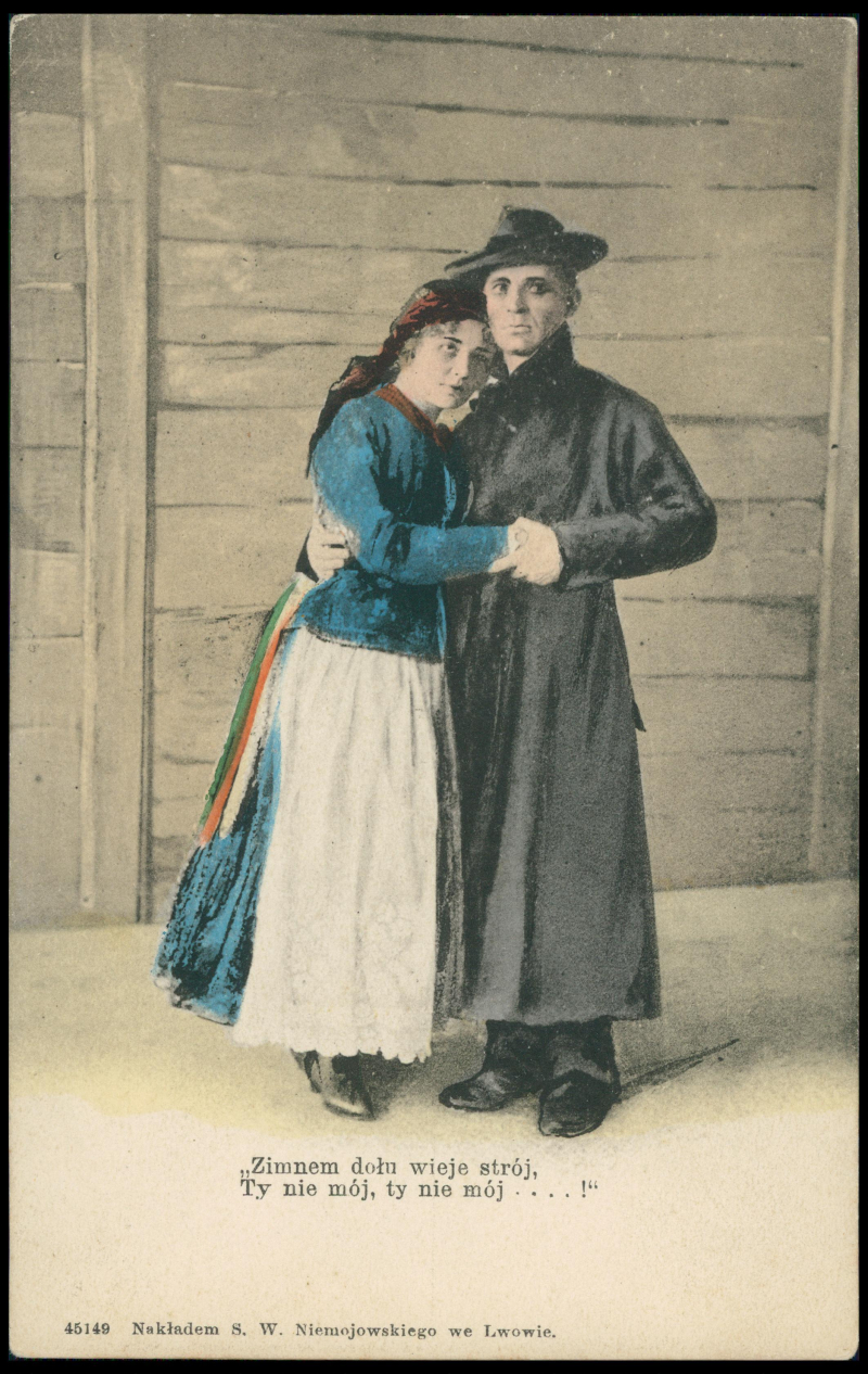 Pocztówka ze spektkaklu "Wesele" Stanisława Wyspiańskiego, 1901 r. Źródło: Stefan Wierusz Niemojowski