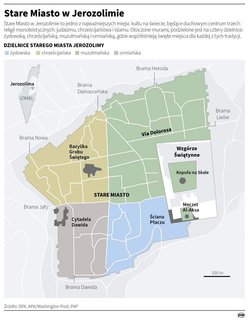 Satre Miasto w Jerozolimie. Infografika PAP/Adam Ziemienowicz
