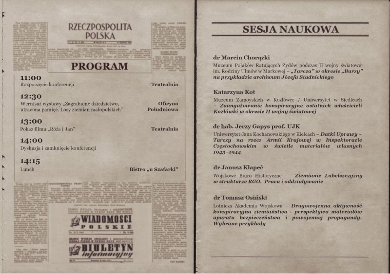 Plan konferencji w Muzeum Zamoyskich w Kozłówce. Fot. materiały prasowe