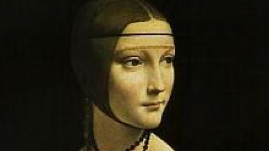 "Dama z gronostajem", obraz Leonarda da Vinci. Fot. PAP