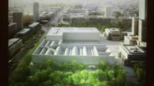 Wizualizacja projektu architektonicznego Muzeum Sztuki Nowoczesnej w Warszawie. PAP/Reprodukcja