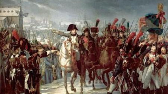 Napoleon na czele Wielkiej Armii. Źródło: Institut Francais.