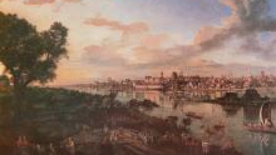 Obraz Canaletta pt. Widok Warszawy od strony Pragi, 1770 r. Fot. PAP/Reprodukcja