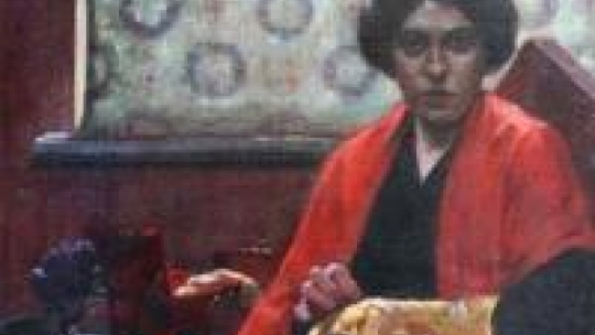  Obraz "Haftująca kobieta". Źródło: Muzeum Ziemi Kujawskiej i Dobrzyńskiej we Włocławku.