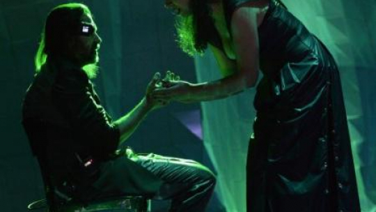  Iwona Budner i Zbigniew Kaleta podczas próby spektaklu "Akropolis". Fot. PAP/J. Bednarczyk 