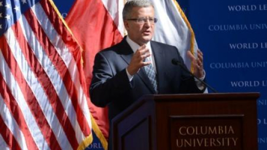 Prezydent Bronisław Komorowski na Uniwersytecie Columbia w Nowym Jorku. Fot. PAP/J. Turczyk