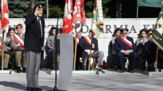 Prezes Światowego Związku Żołnierzy AK Leszek Żukowski. 75. rocznica Polskiego Państwa Podziemnego. Fot. PAP/T. Gzell