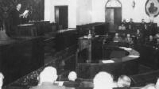 Sala posiedzeń Sejmu Śląskiego w Katowicach. Lata 30. XX w. Fot. NAC