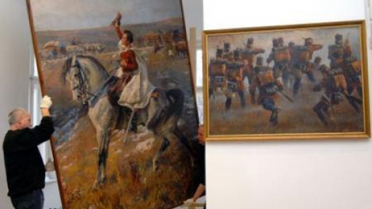 Fragmenty "Panoramy Siedmiogrodzkiej" namalowanej pod kierownictwem Jana Styki. Fot. PAP/D. Delmanowicz