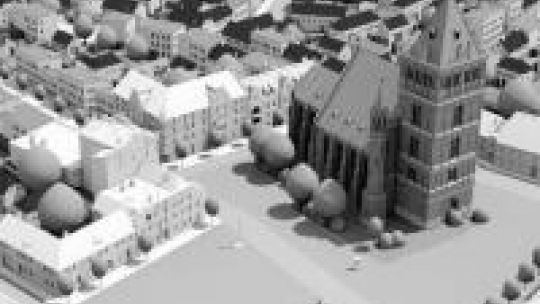 Rynek w Choszcznie wirtualnie zrekonstruowany przez firmę Odyssey. Źródło: Odyssey