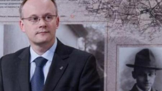 Prezes IPN Łukasz Kamiński, podczas otwarcia wystawy "Rotmistrz Witold Pilecki 1901-1948. Fot. PAP/J. Kamiński