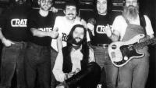 Zespół Dżem: od lewej P. Berger, A. Otręba, Z. Szczerbiński, J. Styczyński, B. Otręba i R. Riedel. 1991. Fot. PAP/Linder