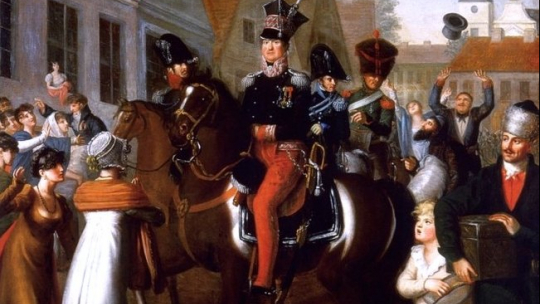 Fragment obrazu Jana Gładysza "Wjazd gen. Jana Henryka Dąbrowskiego do Poznania w 1807 r.". Źródło: Wikimedia Commons