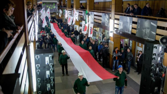 Uroczystości w kopalni Piast w 35. rocznicę strajku. Fot. PAP/A. Grygiel