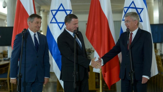  Marszałek Sejmu RP Marek Kuchciński, marszałek Senatu RP Stanisław Karczewski i przewodniczący izraelskiego Knesetu Yuli Yoel Edelstein w Sejmie. Warszawa, 03.07.2017. Fot. PAP/M. Obara