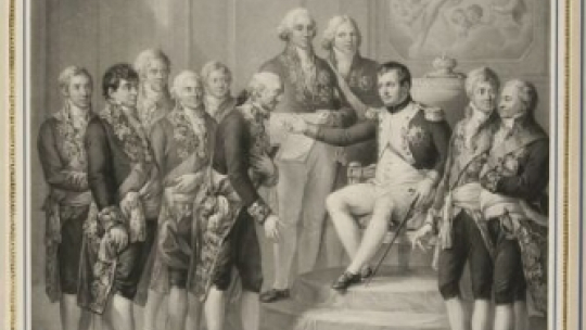 Napoleon nadaje konstytucję Księstwu Warszawskiemu. Źródło: BN Polona