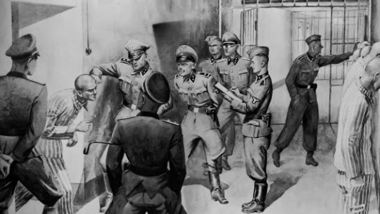 Obraz Władysława Siwka, "Wybiórka" więźniów na rozstrzelanie