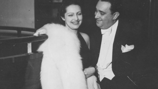 Aktorka Elżbieta Kryńska i reżyser Michał Waszyński. Warszawa, 27.01. 1939. Źródło: NAC