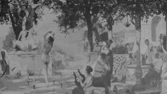 "Taniec wśród mieczów" - zdjęcie z katalogu wystawy H. Siemiradzkiego, która odbyła się w warszawskiej Zachęcie latem 1939 r. Źródło: MKiDN