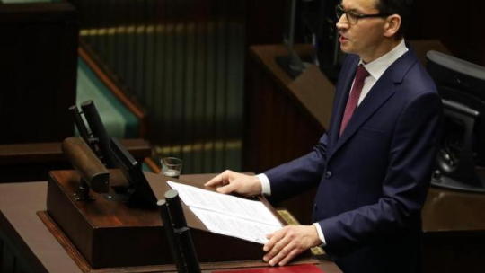 Premier Mateusz Morawiecki wygłasza expose w Sejmie, 12 bm. Fot. PAP/T. Gzell