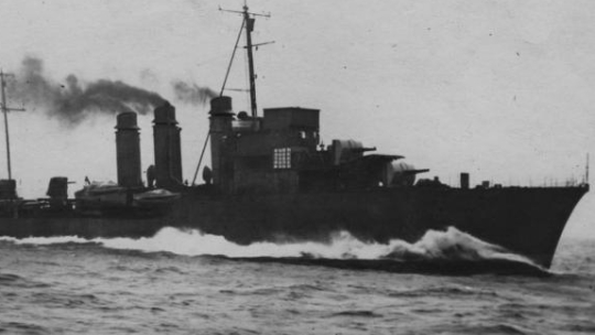 Niszczyciel ORP "Burza". Źródło: NAC