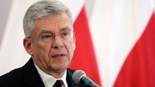 Marszałek Senatu Stanisław Karczewski podczas konferencji prasowej po spotkaniu noworocznym z korpusem dyplomatycznym w Senacie. Fot. PAP/T. Gzell