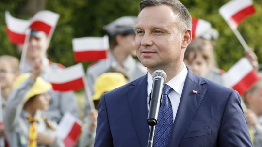 Prezydent RP Andrzej Duda podczas spotkania z mieszkańcami Makowa Mazowieckiego. Fot. PAP/A. Guz