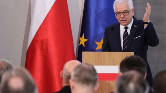 Minister spraw zagranicznych RP Jacek Czaputowicz podczas wystąpienia inaugurującego debatę ekspercką „Dyplomacja w służbie Rzeczypospolitej 1918-1939”, zorganizowaną w Belwederze z okazji Dnia Służby Zagranicznej. PAP/P. Supernak