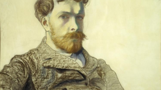 Kraków 07.1986. Stanisław Wyspiański - Autoportret, pastel na papierze, 1903 r., Muzeum Stanisława Wyspiańskiego (oddział Muzeum Narodowego w Krakowie). Fot. PAP/reprodukcja