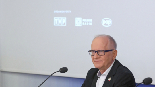 Warszawa, 27.08.2019. Przewodniczący Rady Mediów Narodowych Krzysztof Czabański podczas konferencji prasowej i prezentacji nominowanych do Nagrody Mediów Publicznych w Centrum Prasowym PAP, 27 bm. w Warszawie. TVP, Polskie Radio i PAP po 11 latach przerwy wznawiają przyznawanie nagród. Fot. PAP/P. Supernak