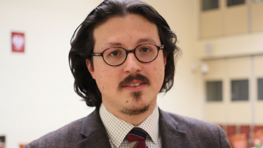 Warszawa, 17.11.2017. Profesor historii na Wolnym Uniwersytecie Brukselskim David Engels podczas wykładu wygłoszonego w Nowym Domu Poselskim. PAP/L. Szymański