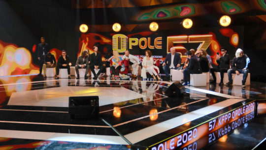 Warszawa, 24.08.2020. Konferencja prasowa połączona z prezentacją gwiazd 57. Krajowego Festiwalu Piosenki Polskiej - Opole 2020. PAP/M. Marek