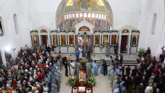 Warszawa, 20.09.2020. Zwierzchnik Polskiego Autokefalicznego Kościoła prawosławnego abp Sawa podczas uroczystości poświęcenia cerkwi pw. św. Sofii Mądrości Bożej. PAP/R. Guz