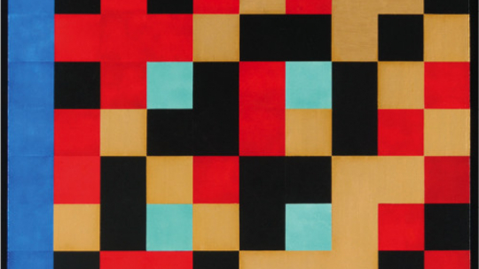 Abstrakcja geometryczna stanowiąca nurt dominujący w pracach eksponowanych na wystawie w Kordegardzie. Źródło: www.nck.pl