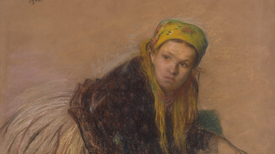 Pastel Leona Wyczółkowskiego „Wiejska dziewczyna w żółtej chuście” 