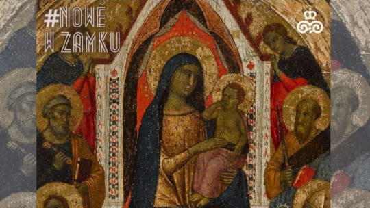 Taddeo Gaddi, „Matka Boska Tronująca z Dzieciątkiem w otoczeniu świętych”, Florencja, ok. 1330, złocona tempera na desce, kolekcja Zamku Królewskiego w Warszawie.