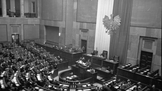 Posiedzenie Sejmu Ustawodawczego. Warszawa, 21.02.1947. Fot. PAP/CAF
