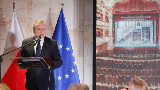 Piotr Gliński podczas otwarcia konferencji „Fundusze Europejskie w Kulturze. Podsumowanie i perspektywy”. Źrodło: twitter.com/kultura_gov_pl