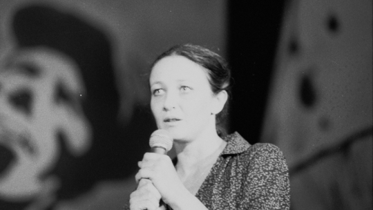 Ewa Dałkowska w hali Oliwia. Gdańsk, 1981.08.21. Fot. PAP/S. Kraszewski