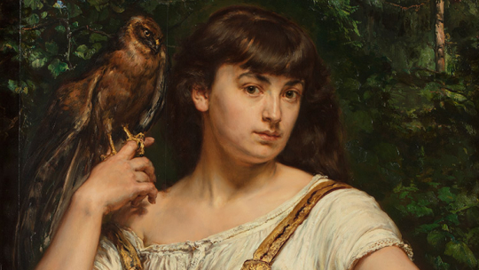 Jan Matejko, „Portret córki Heleny z krogulcem”. Źródło: www.polswissart.pl