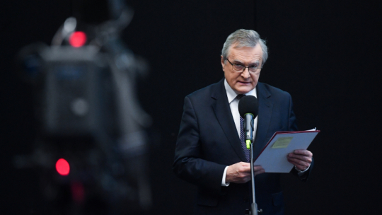 Wicepremier, minister kultury i dziedzictwa narodowego Piotr Gliński na otwarciu sesji warsztatowej UNESCO "Zwalczanie nielegalnego handlu ukraińskimi dobrami kultury: szkolenie w zakresie budowania potencjału dla organów ścigania". Fot. PAP/P. Nowak