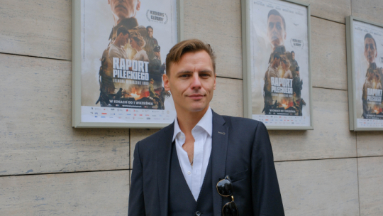 Warszawa, 28.08.2023. Aktor Przemyslaw Wyszyński na pokazie prasowym filmu "Raport Pileckiego" w reż. Krzysztofa Łukaszewicza. Fot. PAP/M. Marek