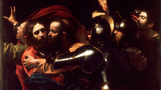 Pojmanie Chrystusa (znany również jako Pocałunek Judasza) Caravaggia. Źródło: Wikipedia.