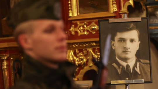 Krościenko nad Dunajcem, 06.03.2024. Uroczystości pogrzebowe żołnierza powojennej konspiracji niepodległościowej Józefa Orkisza ps. Lotny w kościele Wszystkich Świętych w Krościenku. Fot. PAP/G. Momot 